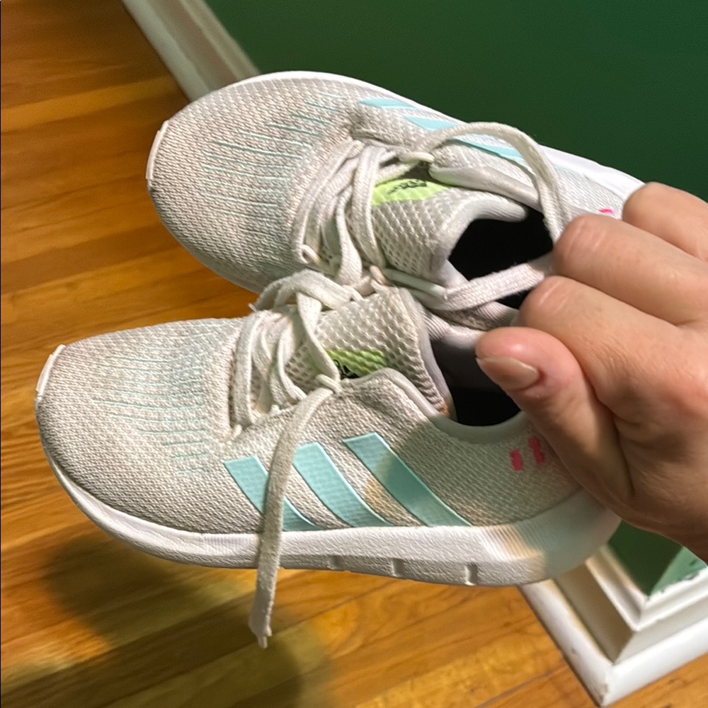 Adidas Cream and Blue Sneakers with Cushioned Sole